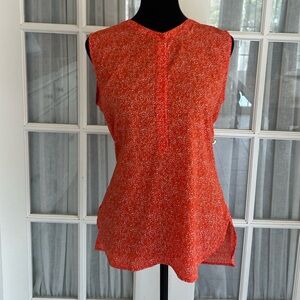 Violet & Claire Orange & White Sleeveless Blouse Button Accent Round Neck Size S